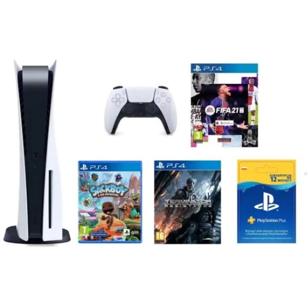 PlayStation 5 w zestawie z trzema grami oraz rocznym abonamentem PS Plus