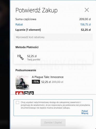 Potwierdzanie zakupu w PlayStation Store
