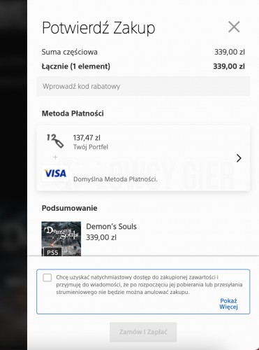Potwierdzanie zakupu w PlayStation Store