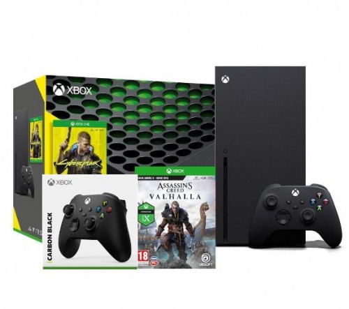 Xbox Series X + Cyberpunk 2077 + Assassin’s Creed Valhalla + dodatkowy pad (czarny)