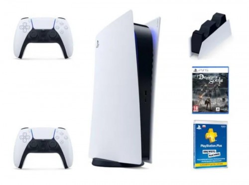 Promocja na PlayStation 5 + PlayStation Plus subskrypcja na 365 dni + DualSense + PS5 DualSense Charging Station + Demon's Soul Remake
