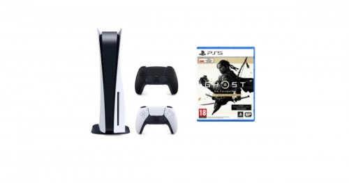 Promocja na Konsola SONY PlayStation 5 B Chassis + Dodatkowy kontroler DualSense Czarny + Ghost of Tsushima Director’s Cut
