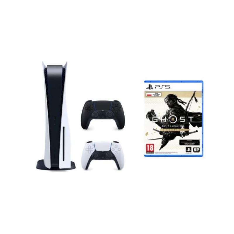 Promocja na Konsola SONY PlayStation 5 B Chassis + Dodatkowy kontroler DualSense Czarny + Ghost of Tsushima Director’s Cut