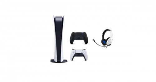 Promocja na Konsola SONY PlayStation 5 Digital Edition + Dodatkowy kontroler DualSense Czarny + Zestaw słuchawkowy PDP LVL40 Wired Biały