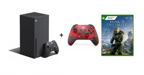 Konsola Xbox Series X 1TB + Xbox Series kontroler czerwony Daystrike Camo + Halo Infinite Xbox One