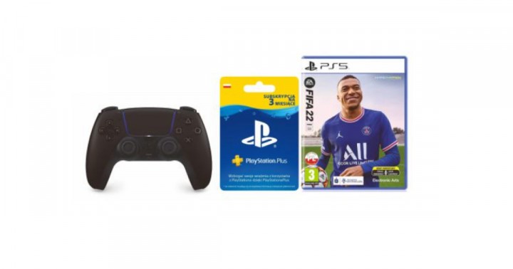 Promocja na Kontroler Sony DualSense (czarny) + FIFA 22 na PS5 + 3 mies. PS+