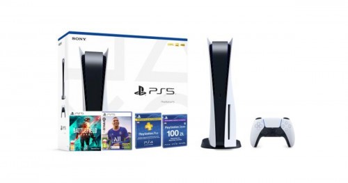 Sony PlayStation 5 + Battlefield 2042 + FIFA 22 + subskrypcja PS Plus 12 m-ce + doładowanie PSN 100 zł