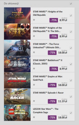 Promocja na gry Star Wars w GOG