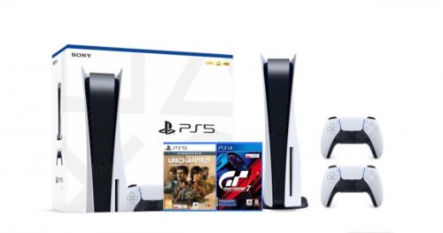 Sony PlayStation 5 + Gran Turismo 7 + Uncharted: Kolekcja Dziedzictwo Złodziei + dodatkowy pad (biały)