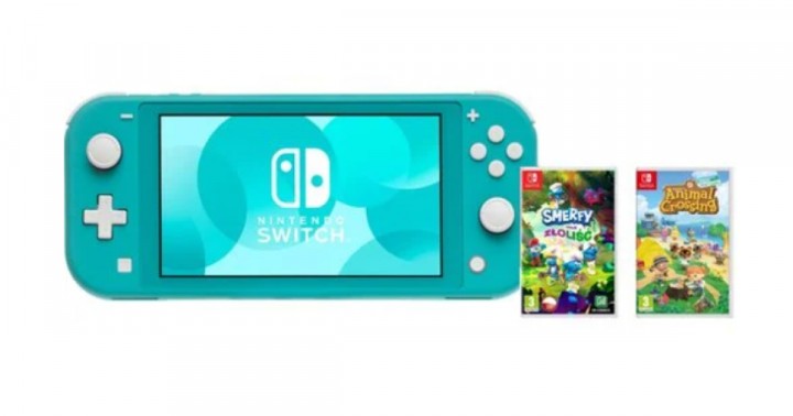 Promocja na Konsola NINTENDO Switch Lite Turkusowy + Smerfy: Misja Złoliść + Animal Crossing + NS Online 90 Dni