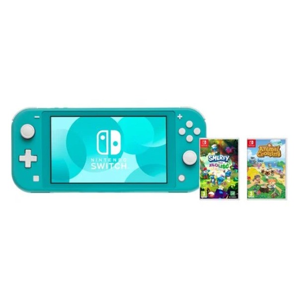 Promocja na Konsola NINTENDO Switch Lite Turkusowy + Smerfy: Misja Złoliść + Animal Crossing + NS Online 90 Dni