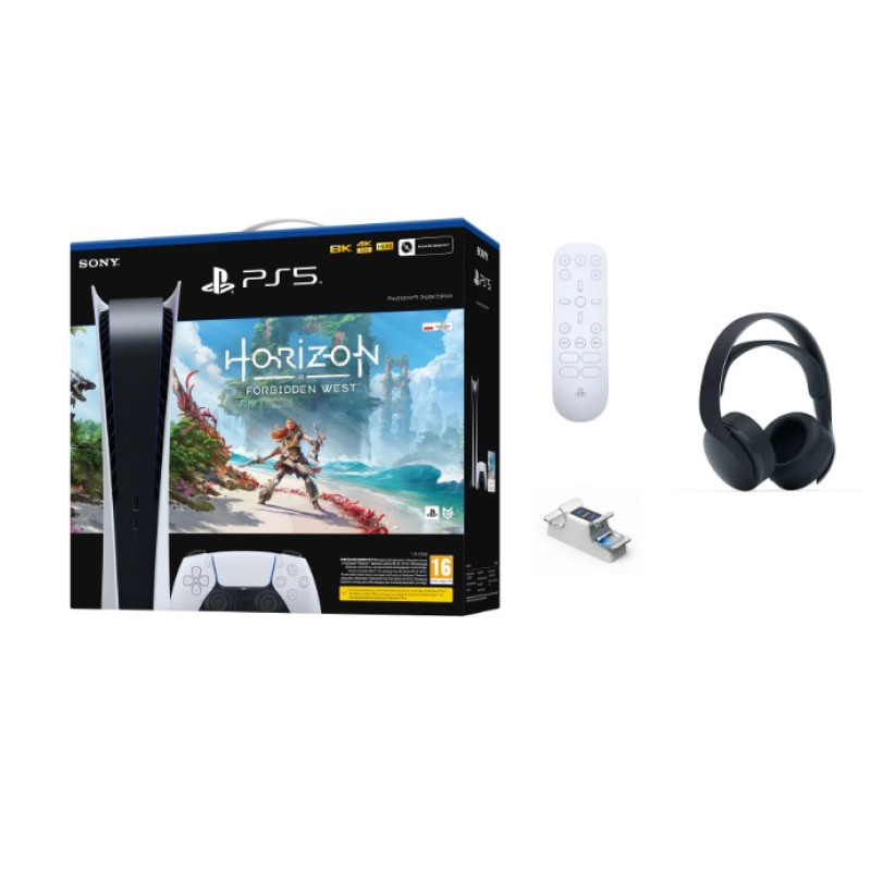 Promocja na PlayStation 5 DE + Horizon Forbidden West + pilot +słuchawki Pulse 3D + stacja ładująca