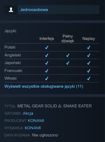 Metal Gear Solid Δ_ Snake Eater po polsku
