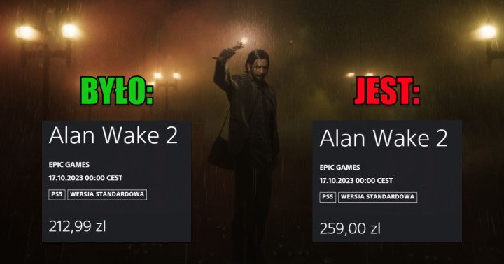 Podwyżka ceny Alan Wake II