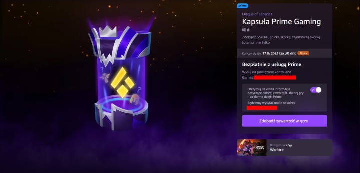 Kapsuła do League of Legends na października 2023 już dostępna w Prime Gaming