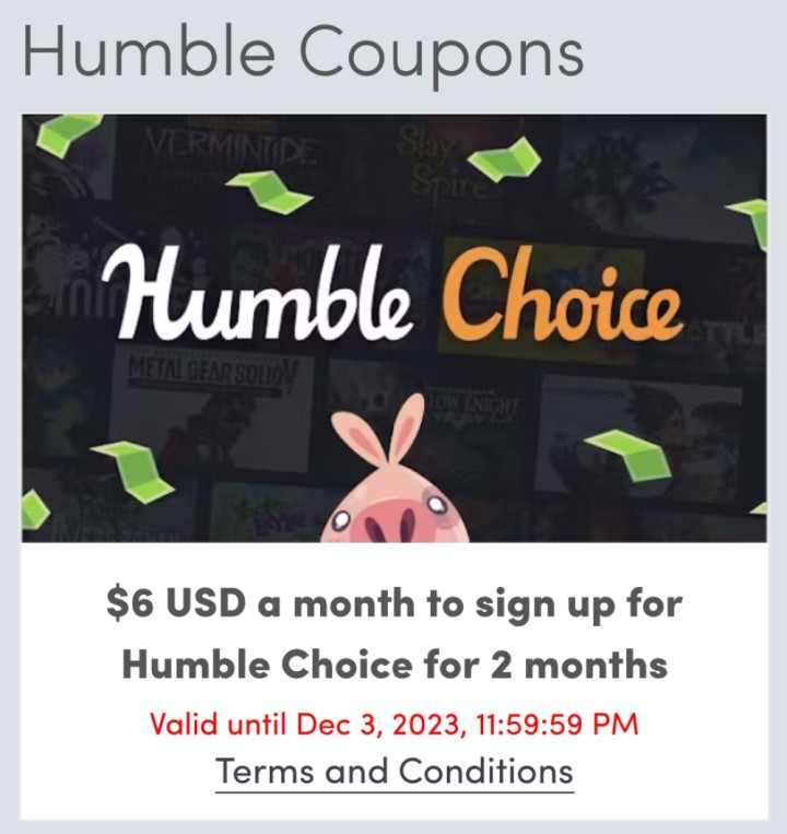 Kupon na 2 miesiące Humble Choice