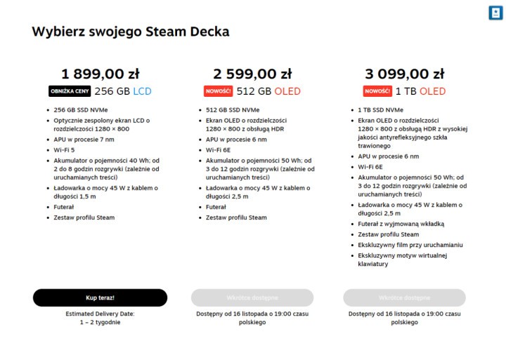 Cena Steam Deck OLED