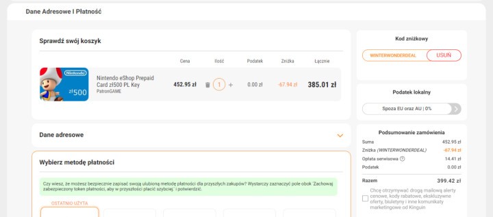 Doładowanie na 500 PLN do Nintendo eShop za jedyne 399 zł! Fenomenalna oferta w Kinguinie