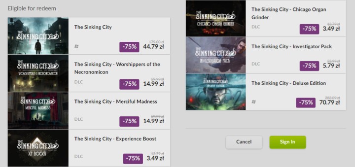 Promocja na The Sinking City w GOG.com