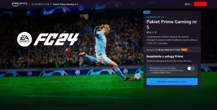 Piąty pakiet Ultimate Team do EA Sports FC 24 za darmo dla abonentów Prime Gaming