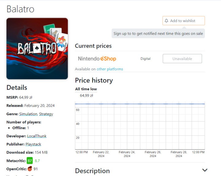 Balatro usunięte z Nintendo eShop! Najlepiej oceniana gra tego roku z problemami