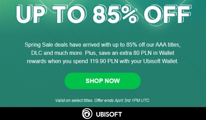 Wyprzedaż Spring Sale 2024 w Ubisoft Store. Otrzymaj aż 80 zł na kolejne zakupy!