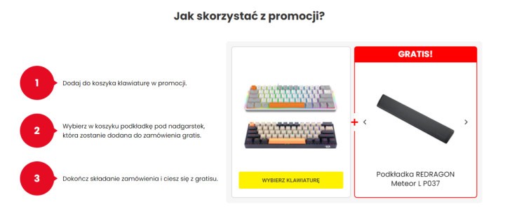 Promocja na klawiatury Redragon w Media Expert. Do każdego zamówienia podkładka za jedyne 1 zł!