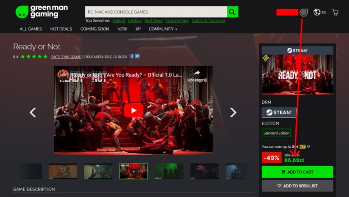 Ready or Not na PC dostępne w historycznie niskiej cenie w GMG dla kont ze statusem Bronze