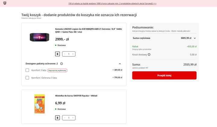 Lenovo Legion Go z futerałem + miotełka do kurzu w rewelacyjnej cenie 2555,99 zł w Media Mark