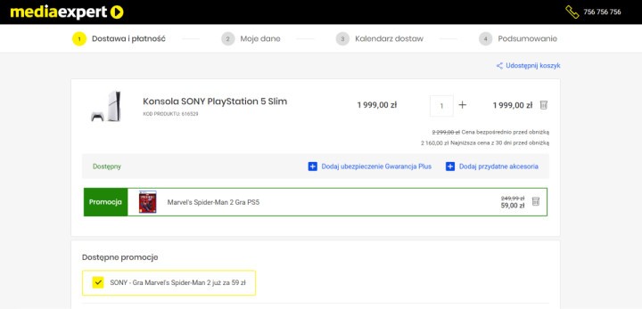 Konsola PlayStation 5 Slim już za 1999 zł + gra Marvel's Spider-Man 2 za 59 zł w Media Expert