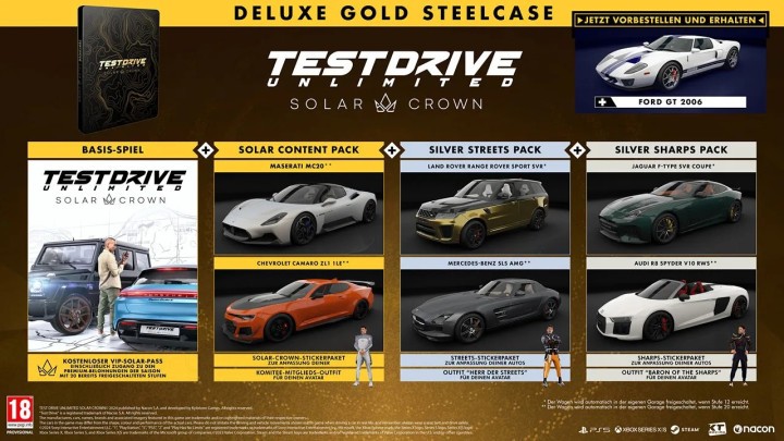 Zawartość Test Drive Unlimited Solar Crown Deluxe Edition