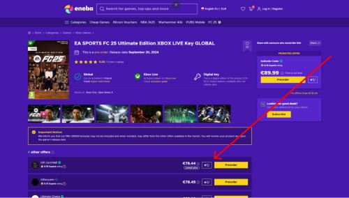 EA Sports FC 25 Ultimate Edition za jedyne 314 zł (zamiast 509,90 zł) w Eneba! Kup grę na Xbox i graj już w piątek