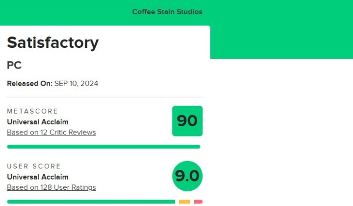 Ocena Satisfactory na Metacritic