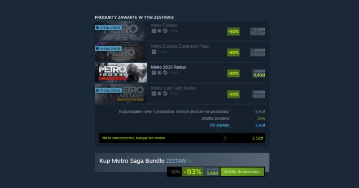Metro Exodus Gold Edition za jedyne 16,90 zł na Steam. Zestaw Saga Bundle już od 29,47 zł!