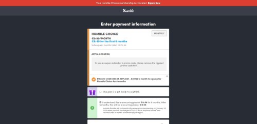 Jak aktywować promocyjną cenę Humble Choice na dowolnym koncie