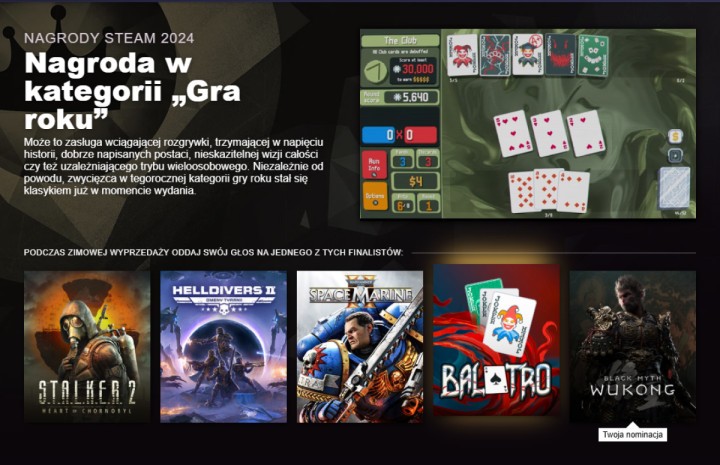 Poznaliśmy nominacje do Nagród Steam 2024. Głosowanie rozpocznie się wraz z Winter Sale!