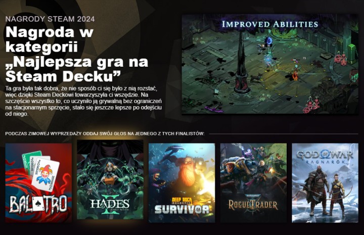 Poznaliśmy nominacje do Nagród Steam 2024. Głosowanie rozpocznie się wraz z Winter Sale!