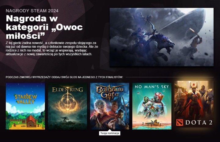 Poznaliśmy nominacje do Nagród Steam 2024. Głosowanie rozpocznie się wraz z Winter Sale!