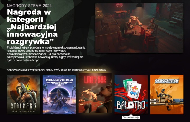 Poznaliśmy nominacje do Nagród Steam 2024. Głosowanie rozpocznie się wraz z Winter Sale!