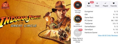Recenzje Indiana Jones i Wielki Krąg na Opencritic