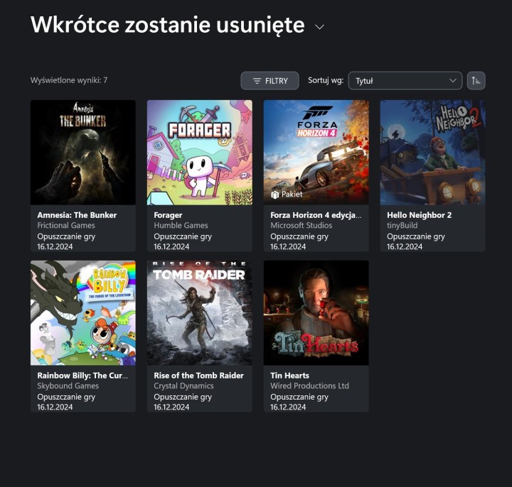Gry znikające z Xbox Game Pass w 1 połowie grudnia 2024