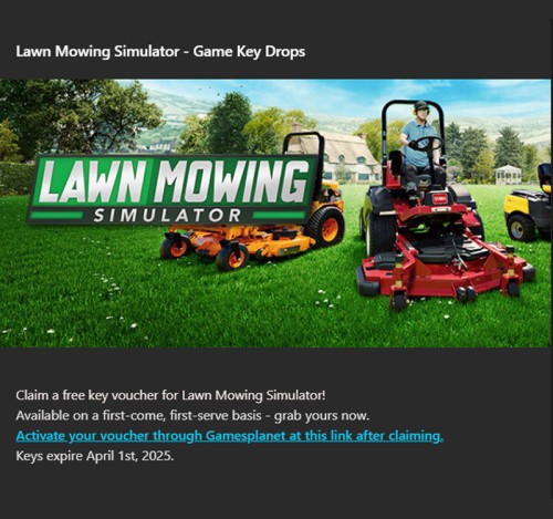 Odbierz grę Lawn Mowing Simulator za darmo na Steam. Niespodzianka od Lenovo i Gamesplanet!