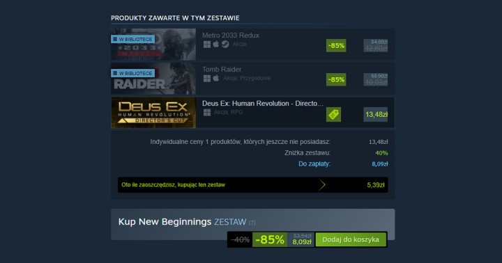 Zestaw New Beginnings Bundle za jedyne 21,67 zł. Zanurz się w trzy kultowe serie dzięki Steam!