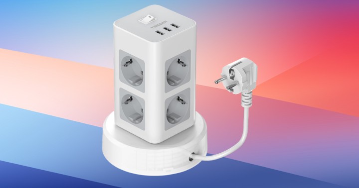 Listwa zasilająca TESSAN z 8 gniazdami oraz 3 portami USB-A