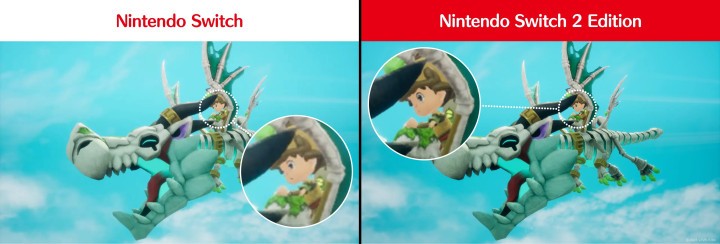 Porównanie grafiki Fantasy Life i: The Girl Who Steals Time na Nintendo Switch 1 i 2
