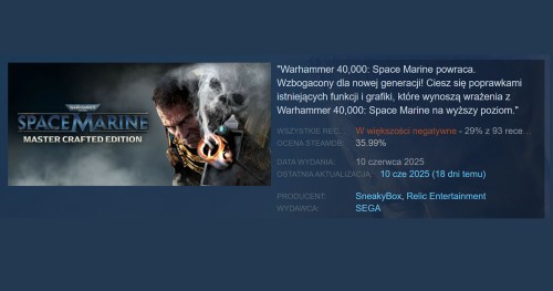 W40K Space Marine Master Crafted Edition to porażka. SEGA to wie i oferuje zwrot pieniędzy!