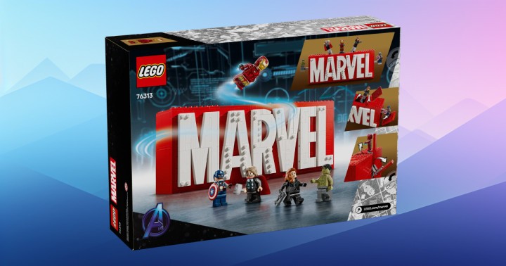 Promocja na LEGO Marvel Super Heroes logo MARVEL z minifigurkami