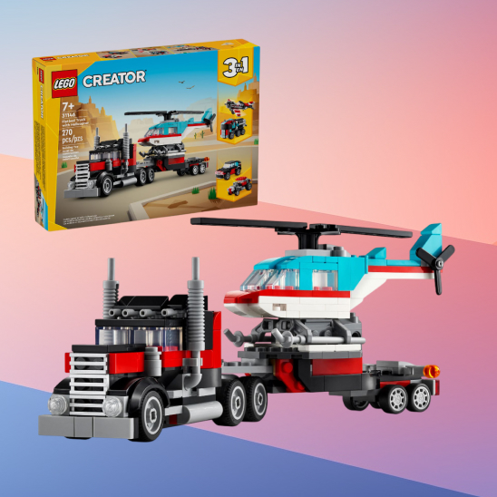 LEGO Creator 3w1 Ciężarówka z platformą i helikopterem za 50 zł (cena katalogowa 81,99 zł) w Amazon PL