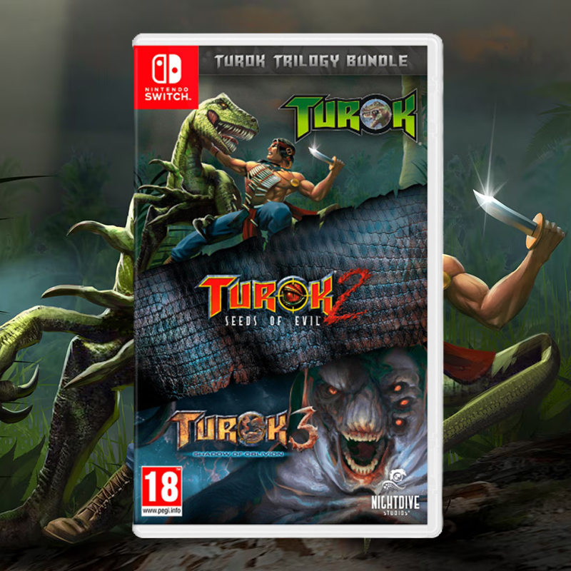 Pudełkowe Turok Trilogy Bundle na Nintendo Switch dostępne za 89,90 zł na Allegro