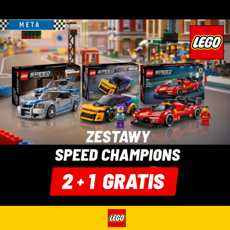 Promocja na LEGO Speed Champions w Media Expert. Kup 2 zestawy i otrzymaj trzeci za 1 zł!